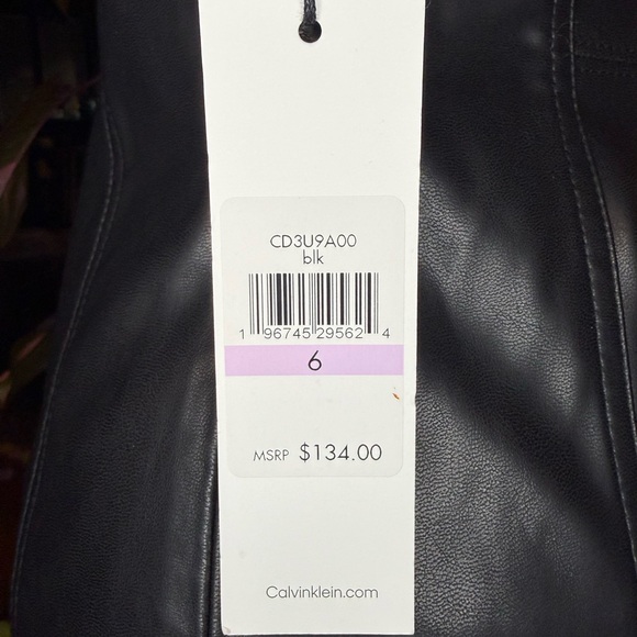 Calvin Klein Black Faux Leather Midi Dress - Picture 5 of 5